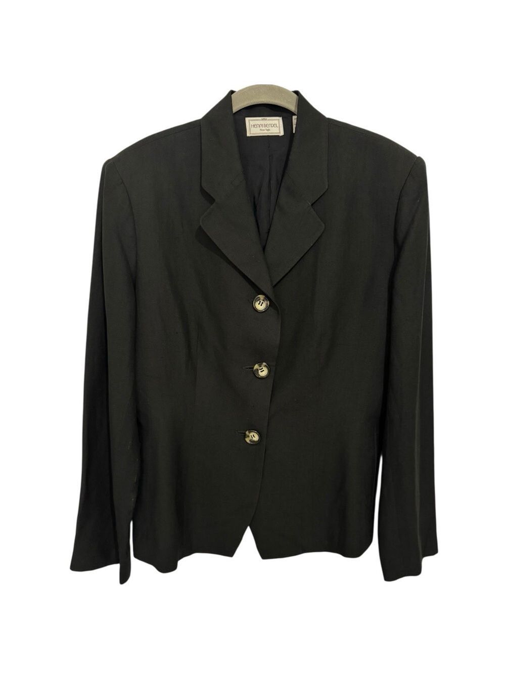 Vintage HENRI BENDEL New York Silk & Linen Blazer Black Jacket Sz 10 NWD READ